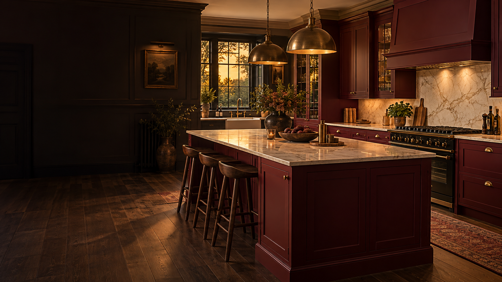 Rich burgundy luxury kitchen